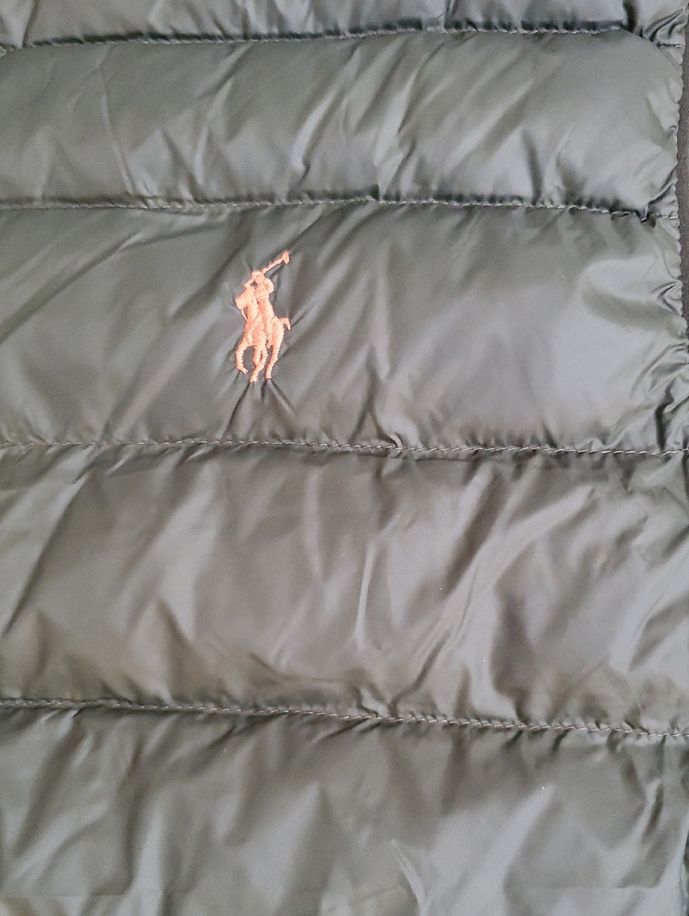 Polo by Ralph Lauren Olive Quilted Puffer Vest with Orange Pony - Picture 6 of 7